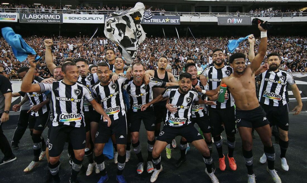 Jogadores do Botafogo festejam retorno à Primeira Divisão